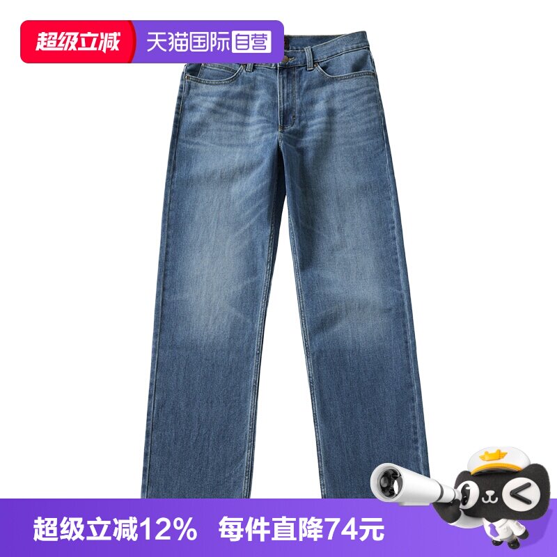 Lee李浅蓝色中腰宽松直筒牛仔裤