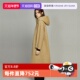 自营 ELLE卡其色连帽毛呢外套女2024冬装 新款 中长款 双面呢大衣