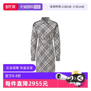 自营 收腰休闲长袖 BURBERRY 式 连衣裙 博柏利春秋女士格纹衬衫