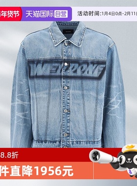 【自营】we 11 done男款胸口字母徽标印花浅蓝色棉质牛仔外套休闲