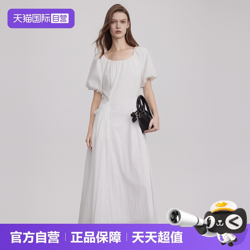 ELLE法式泡泡袖方领连衣裙图片