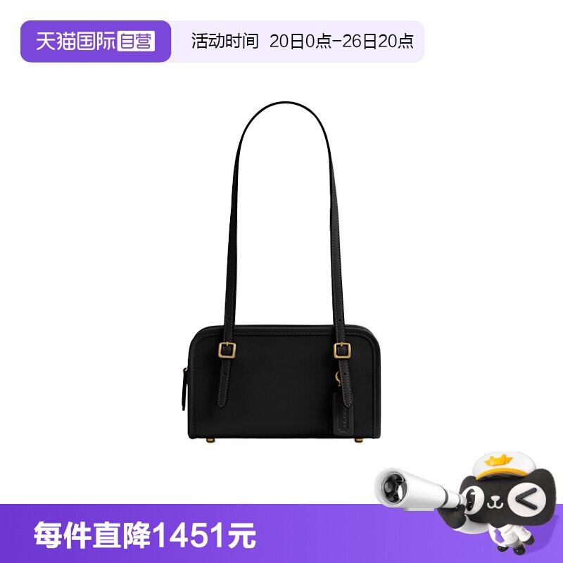 【自营】COACH/蔻驰女士百搭简约单肩斜挎包黑色手提包 CAM45B4BK