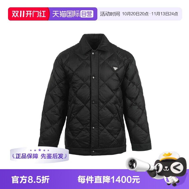 【自营】Prada/普拉达FW26徽标翻领单排扣男士宽松长袖夹克外套
