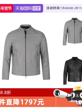 【自营】EMPORIO ARMANI/阿玛尼男士羊皮革皮衣外套 D41R74 D1P7A