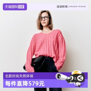 Polo2025春季 新款 套头针织衫 Marc 设计感V领绞花长袖 女 自营