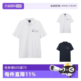 自营 棉质徽标胶印半拉链短袖 AX阿玛尼男士 ZJYCZ POLO衫 3RZFJA