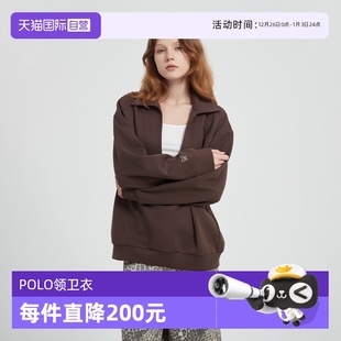 Bari Petit 慵懒极简深V翻领POLO领廓型卫衣套头长袖 自营