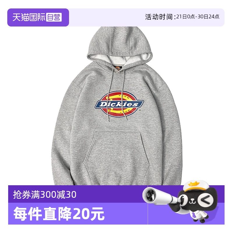 【自营】Dickies网球穿搭 情侣套头宽松连帽加绒印花情侣卫衣秋冬