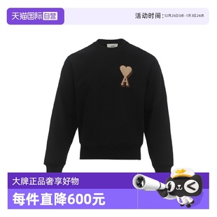 FW25标识爱心图案植绒宽松圆领套头棉质长袖 AMI男士 卫衣 自营