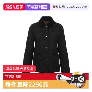 博柏利女士秋冬绗缝尼龙短款 BURBERRY 翻领夹克外套 自营