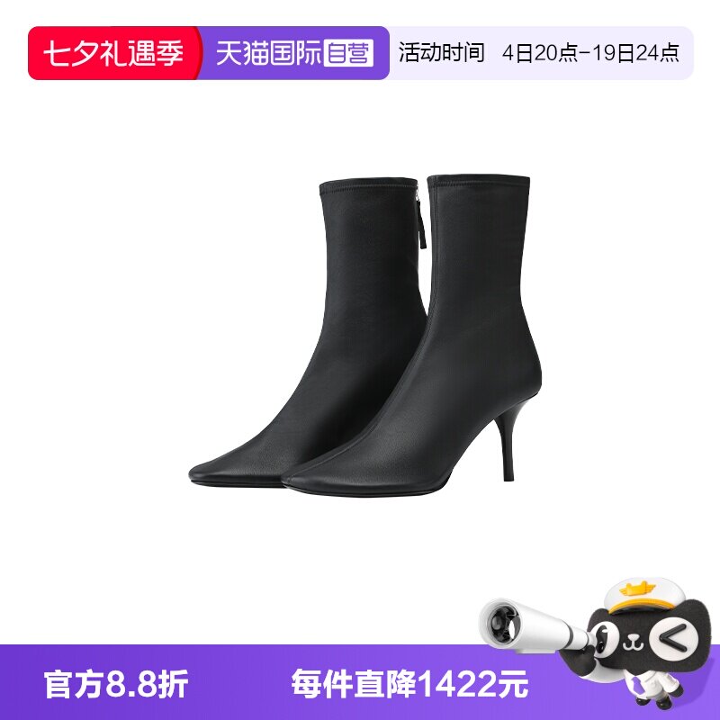 【自营】Acne Studios女士时尚休闲百搭拉链中高帮黑色细跟高跟鞋
