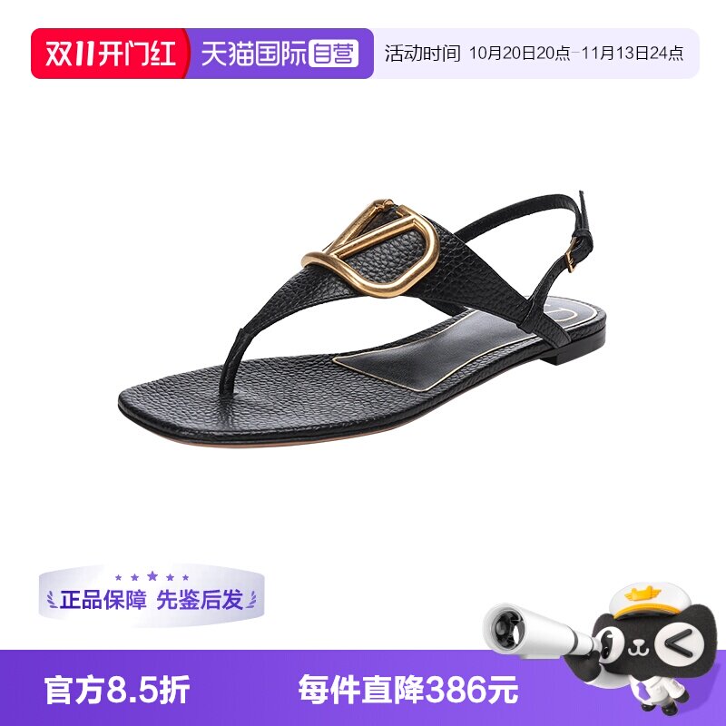 华伦天奴女士平底人字拖凉鞋平底