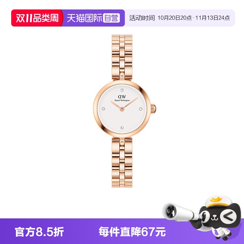 【自营】DW女表小金表ELAN系列手表链条腕表女士玫瑰金色石英表