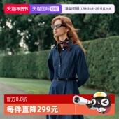 纯棉别致裙子 牛仔蓝鸢尾花翻领连衣裙女2025春款 自营 ELLE法式