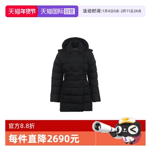 【自营】BURBERRY/博柏利女士双排扣连帽中长款保暖鹅绒羽绒服
