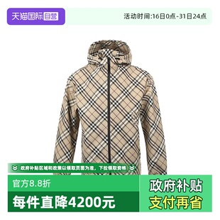 双向拉链连帽长袖 博柏利男士 BURBERRY 格纹夹克外套 自营