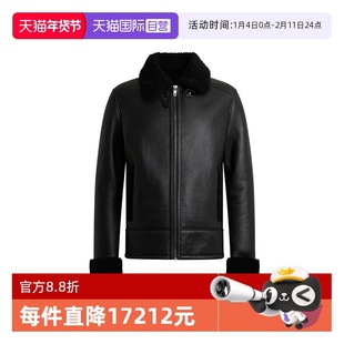 【自营】Bally/巴利秋冬新款男士羔羊皮毛领皮衣夹克外套6313482