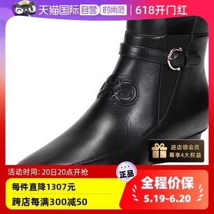 女士牛皮 织物低跟靴短靴 自营 正品 女靴 Ferragamo菲拉格慕