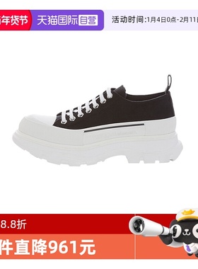 【自营】Mcqueen/麦昆Tread Slick黑色系带厚底帆布鞋休闲运动鞋