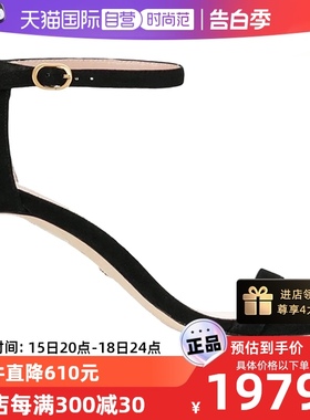 【自营】Stuart WeitzmanSW女款黑色高跟凉鞋时尚细跟一字带麂皮