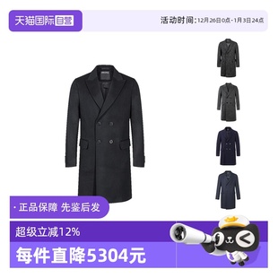 【自营】杰尼亚 ZEGNA 男士羊毛双排扣中长款大衣保暖外套 4DG4G0