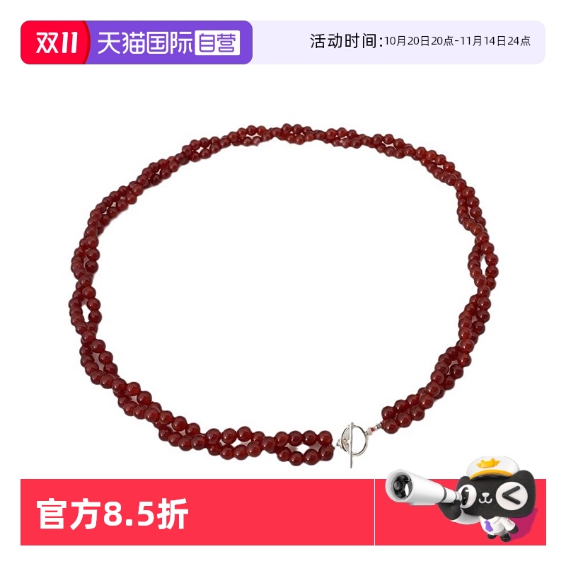 【自营】daisy beauty红玛瑙双层麻花缠绕S925银扣复古锁骨链纯银