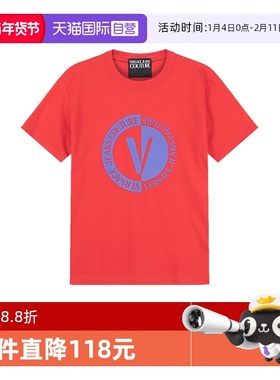 【自营】VJC范思哲 男士V-EMBLEM胶印圆领短袖T恤 74GAHI07 CJ00I