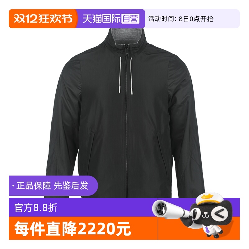 【自营】ZEGNA/杰尼亚男士纯色简约休闲立领两面穿拉链夹克外套