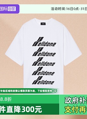 【自营】we11done男款经典字母印花T恤白色短袖宽松全棉圆领上衣
