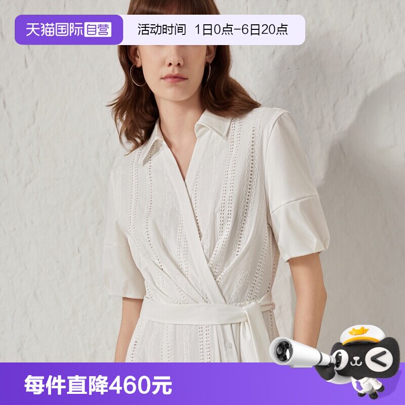 ELLE法式优雅V领连衣裙女图片