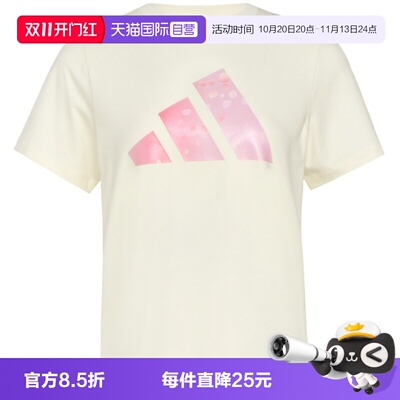【自营】adidas阿迪达斯女三条纹印花时尚运动休闲短袖T恤 KS2867