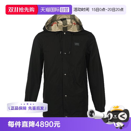 【自营】BURBERRY/博柏利男士双面穿格纹连帽系扣夹克外套休闲