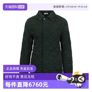 博柏利女士翻领系扣菱格绗缝宽松棉服秋冬外套 BURBERRY 自营