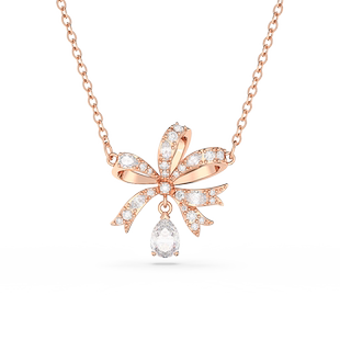 【自营】施华洛世奇VOLTA项链小小心丝蝴蝶结金色轻奢颈链水晶