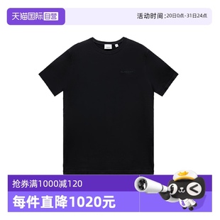 博柏利男款 BURBERRY 純黑字母刺繡圓領(lǐng)短袖 自營 T恤純棉