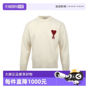 爱心提花FW25羊毛圆领套头针织衫 AMI男女同款 厚毛衣外穿 自营