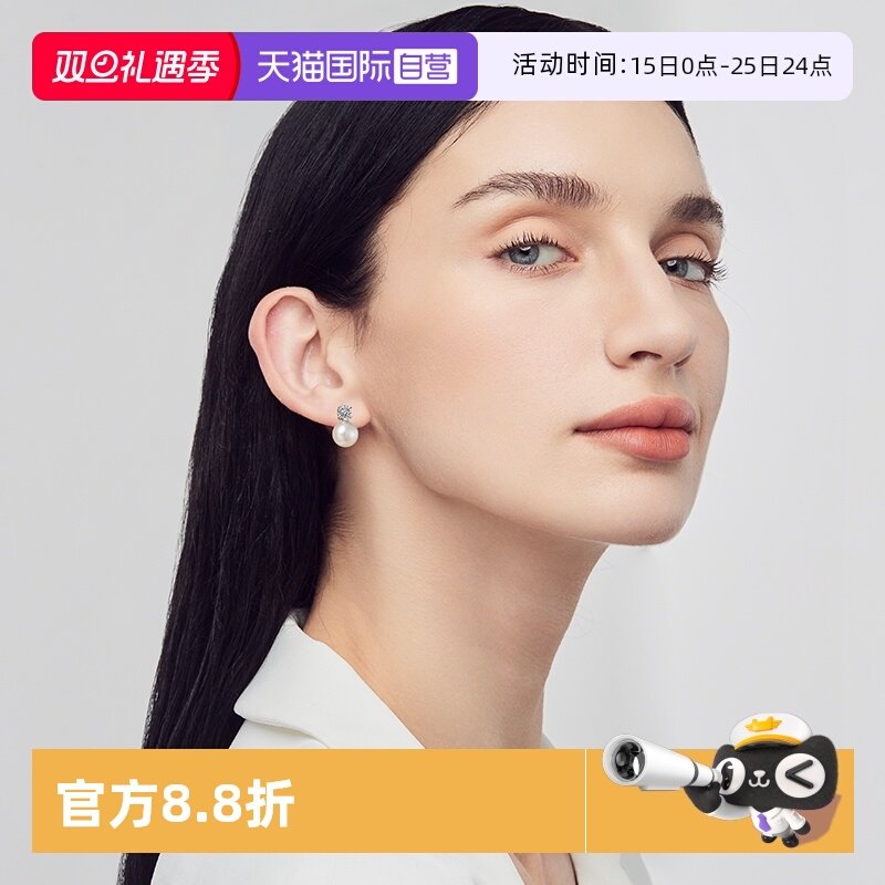 戴妃淡水珍珠耳钉女纯银