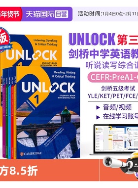 【自营】Unlock第三版 unlock教材 新版 Unlock Reading Writing Listening Speaking 1 2 3 4 5 阅读听力口语 unlock教材第三版