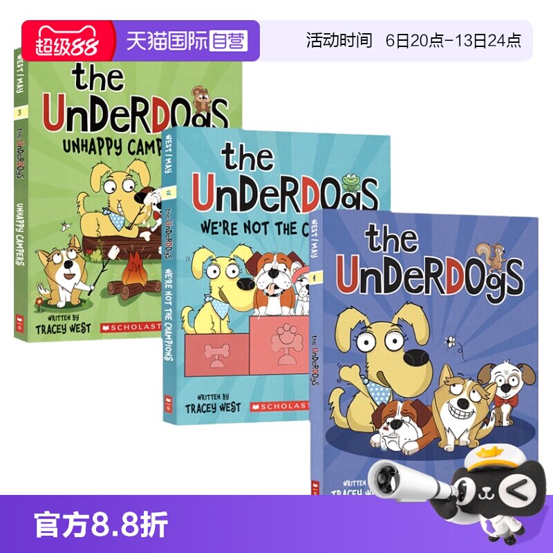 【自营】The Underdogs 失败的狗狗3册  幽默搞笑 动物友谊故事 儿童英语桥梁章节书  驯龙士作者 哈巴狗日记插画师 英文原版