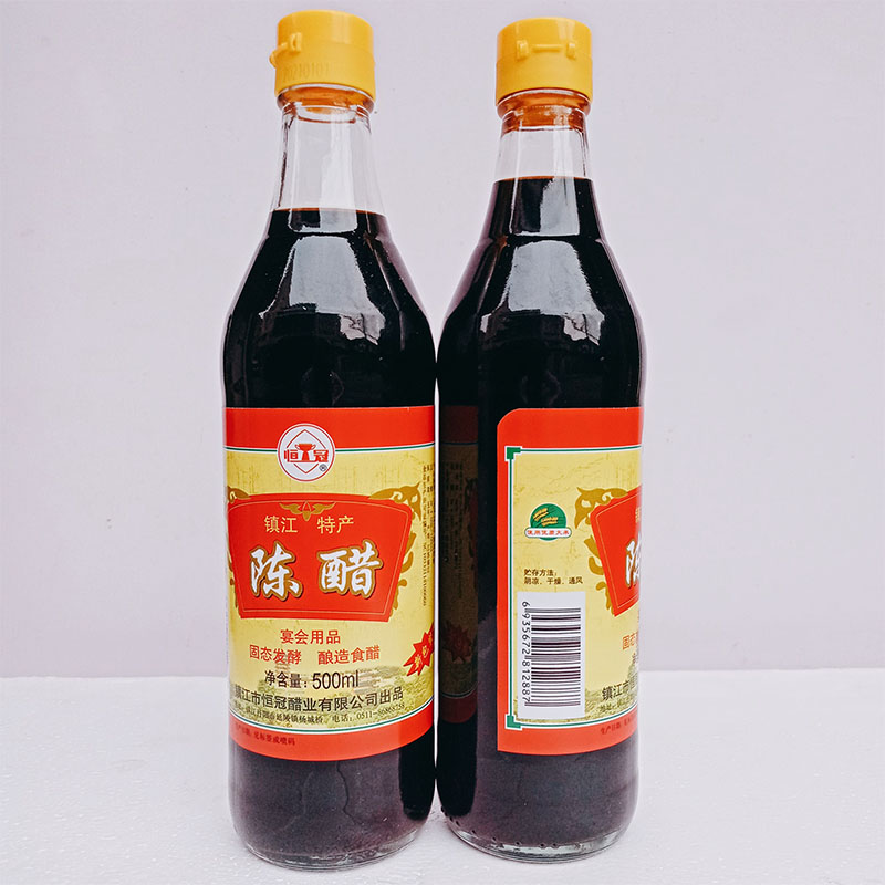 镇江特产恒冠陈醋500ml宴会专用大米酿造4度凉拌饺子蟹食醋泡黑豆
