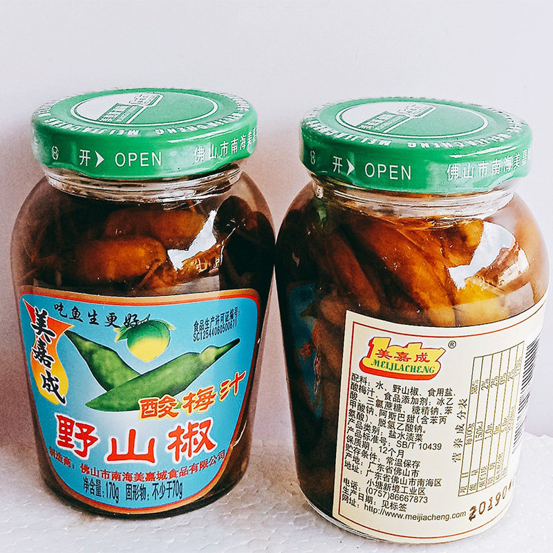 美嘉成酸梅汁野山椒170g冰梅酱辣椒仔酸甜开胃梅子酱泡椒鱼生蘸料