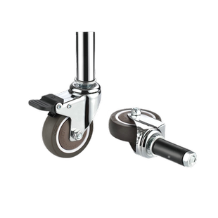 万向轮静音滑轮子轱辘精益管置物架家具不锈钢圆腿推餐车插杆脚轮