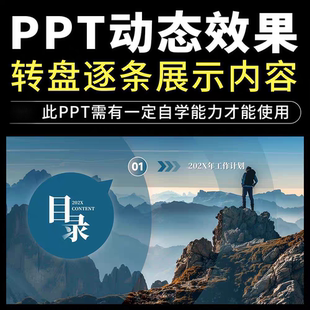 高级感PPT动态效果目录标题轮盘转盘逐条展示动画图文排版模板