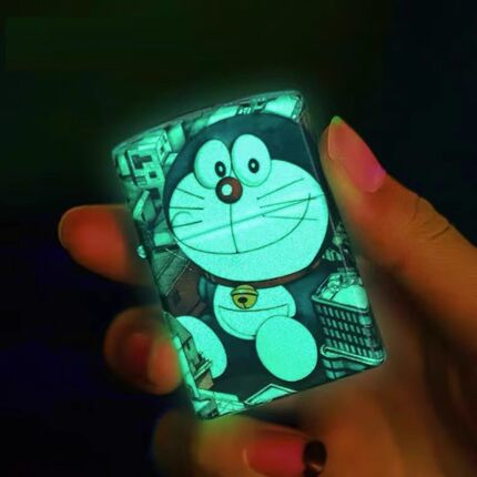 首领夜光煤油打火机创意纯黄铜老式防风荧光蓝胖子个性彩绘男礼品
