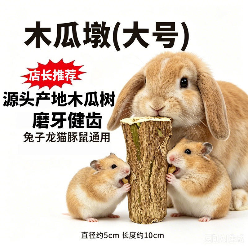 木瓜墩兔子磨牙棒仓鼠健齿玩具造景宠物无添加剂木瓜树零食原木