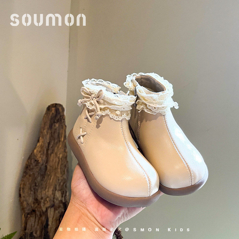 书萌儿童皮靴加绒二棉鞋2026新款女童冬鞋保暖鞋休闲板鞋宝宝鞋子