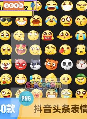 抖音头条同款emoji表情包狗头黄脸可爱社交聊天表情免扣PNG素材