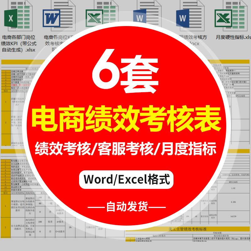WD116电商各岗位绩效考核表格淘宝运营客服店长美工kpi管理制度