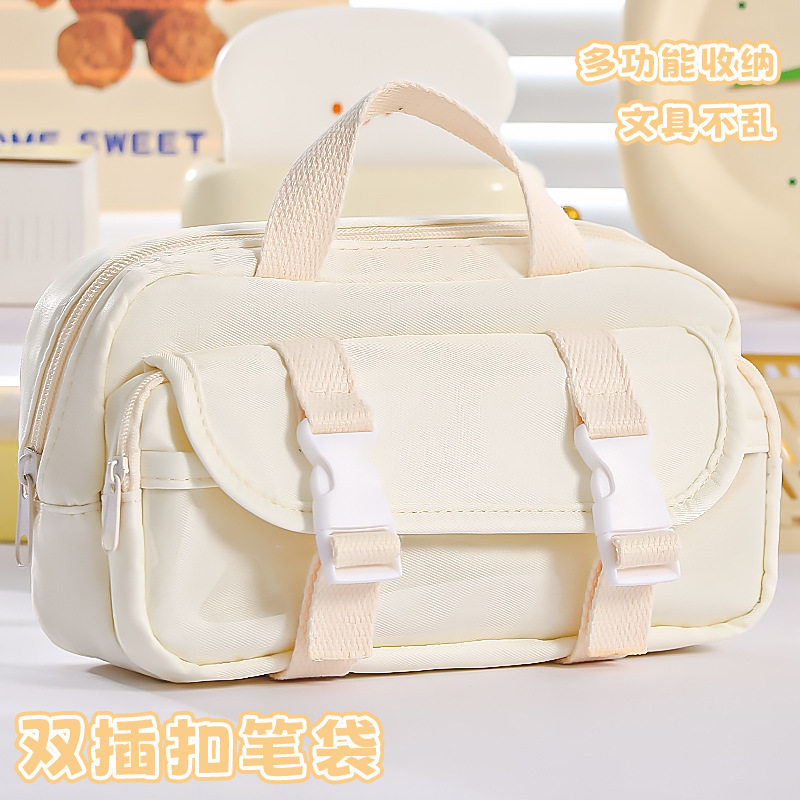 2025新款双扣阶梯笔袋米白格纹吐司造型手提包ins风收纳文具盒多层可爱学生卡通白色多功能,文具电教/文化用品/商务用品,笔袋,淘宝优惠券,粉丝福利购,淘宝优惠卷