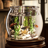 圆形塑料小鱼缸一体成型仿玻璃防摔耐摔不坏客厅小型桌面生态缸